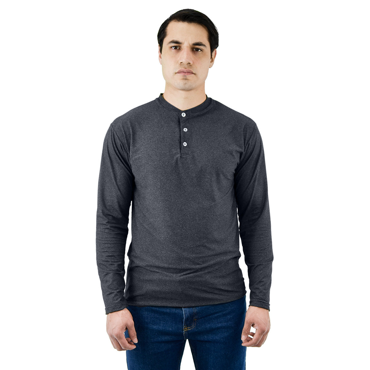 Playera Henley Manga Larga Brush Bonanza Hombre Casual –
